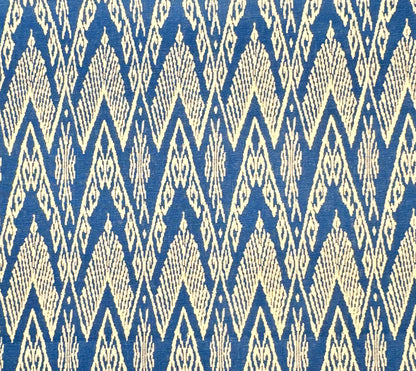 China Seas Fabric: Raffles Reverse - Custom New Navy on Tan Belgian Linen / Cotton