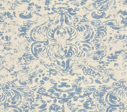 China Seas Fabric: San Marco - Custom Delphi Blue on Tinted Belgian Linen / Cotton