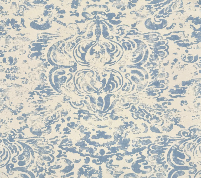 China Seas Fabric: San Marco - Zibby Blue on Off-White Suncloth (OUTDOOR)