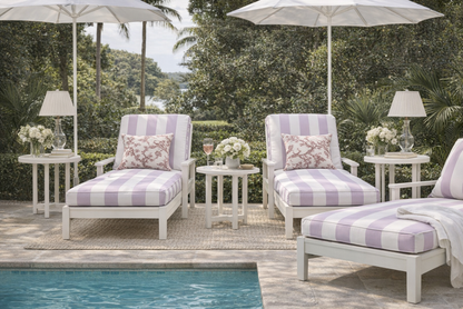 China Seas Fabric: Sand Bar Stripe - Custom Lavender on Cream Suncloth (OUTDOOR)