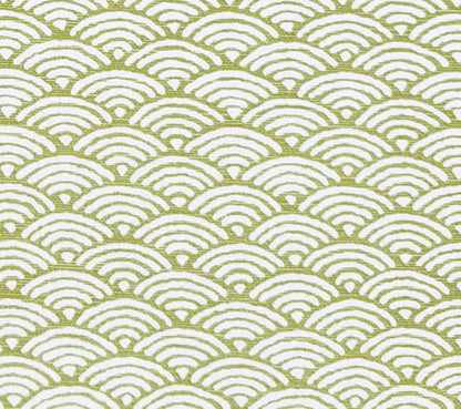 China Seas Fabric: Seto II - Custom Lime on Tinted Belgian Linen / Cotton