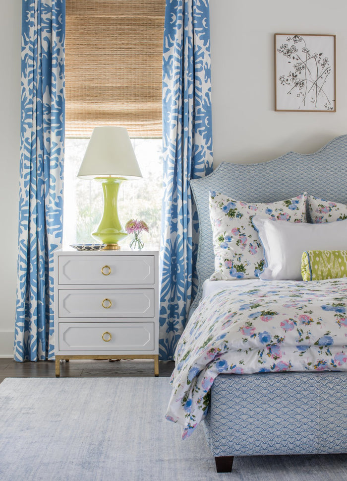 China Seas Fabric: Seto II - Custom Lime on Tinted Belgian Linen / Cotton