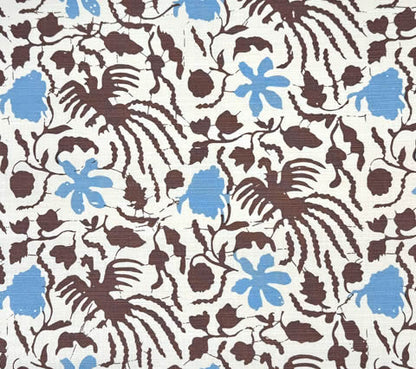 China Seas Fabric: Seya - Custom Blue / Brown on Tinted Belgian Linen / Cotton