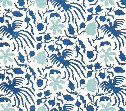 China Seas Fabric: Seya - Custom Blue / Sky on White Belgian Linen / Cotton