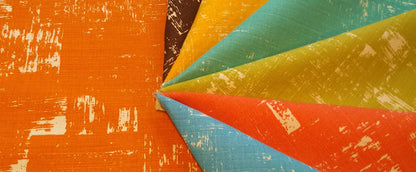 China Seas Fabric: Shadows - Custom New Orange on White Belgian Linen / Cotton
