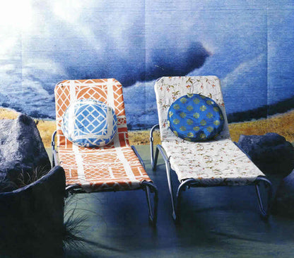 China Seas Fabric: Trellis Background - Custom Camel II on White 100% Linen