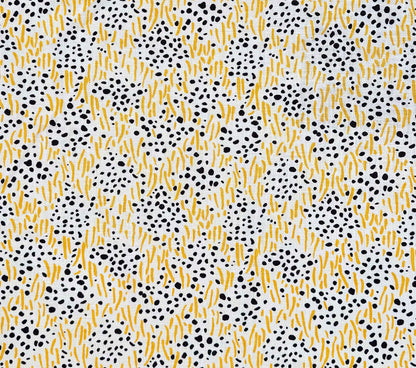 China Seas Fabric: Trilby - Custom Charcoal Dots / Gold on Tan Linen