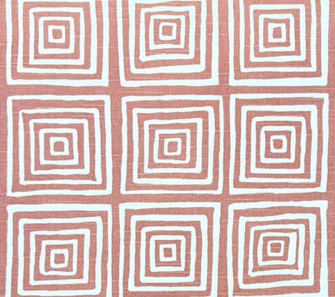 China Seas Fabric: Ziggurat Reverse - Custom Coral on Tinted 100% Cotton Slub Duck