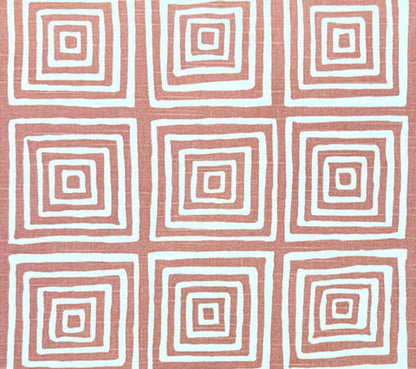 China Seas Fabric: Ziggurat Reverse - Custom Coral on Tinted 100% Cotton Slub Duck