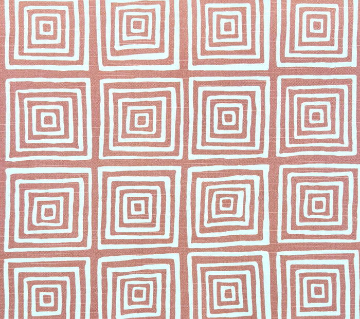China Seas Fabric: Ziggurat Reverse - Custom Coral on Tinted 100% Cotton Slub Duck