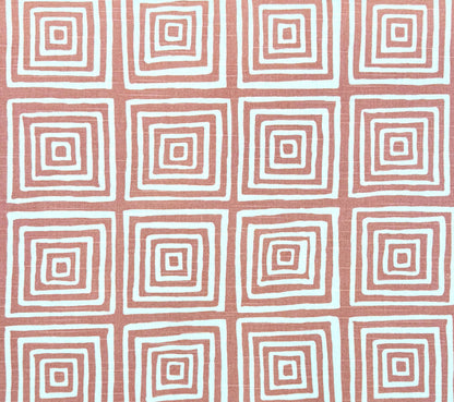 China Seas Fabric: Ziggurat Reverse - Custom Coral on Tinted 100% Cotton Slub Duck