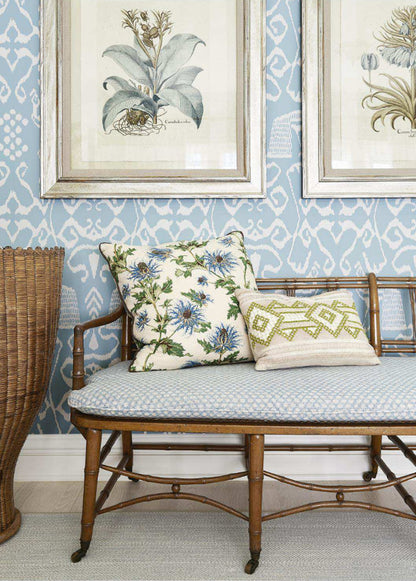 China Seas Wallpaper: Bali II - Custom Blue Dragon on White Paper (FIVE YARD MINIMUM)