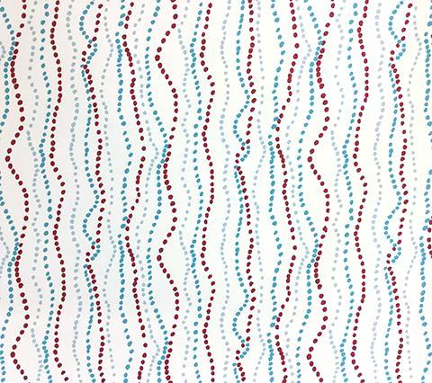 China Seas Wallpaper: Ginza - Custom Teal / Green / Red on White Paper (FIVE YARD MINIMUM)