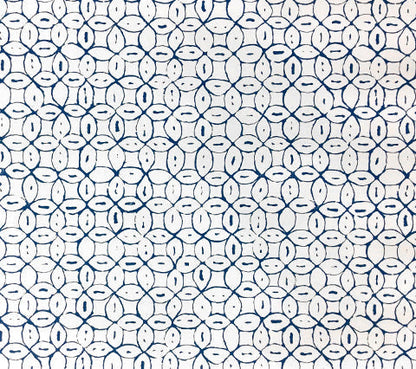 China Seas Wallpaper: Melong Batik - Custom Blue on Off White Paper (5 YARD MINIMUM)