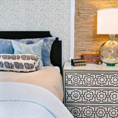 China Seas Wallpaper: Melong Batik - Custom Blue on Off White Paper (5 YARD MINIMUM)