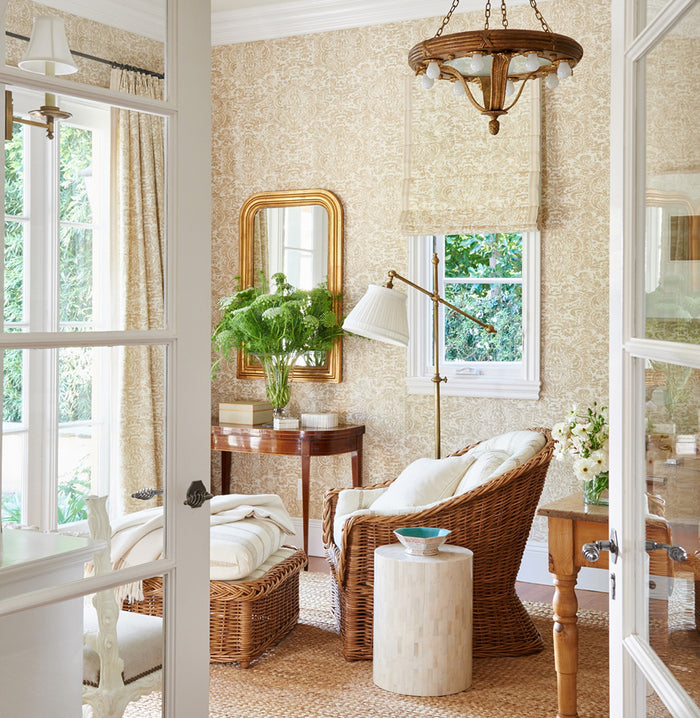 China Seas Wallpaper: San Marco - Custom Bone on Off White Paper (5 yard minimum)