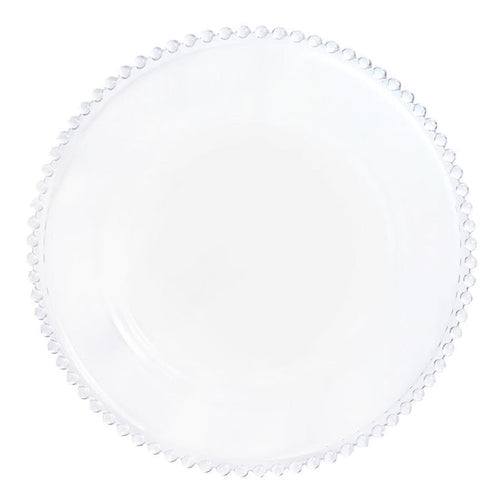Clear Glass Charger w/ Clear Bead Rim