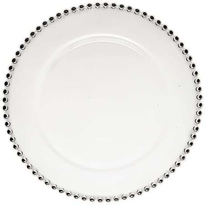 Clear Glass Charger w/ Silver Bead