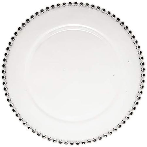 Clear Glass Charger w/ Silver Bead