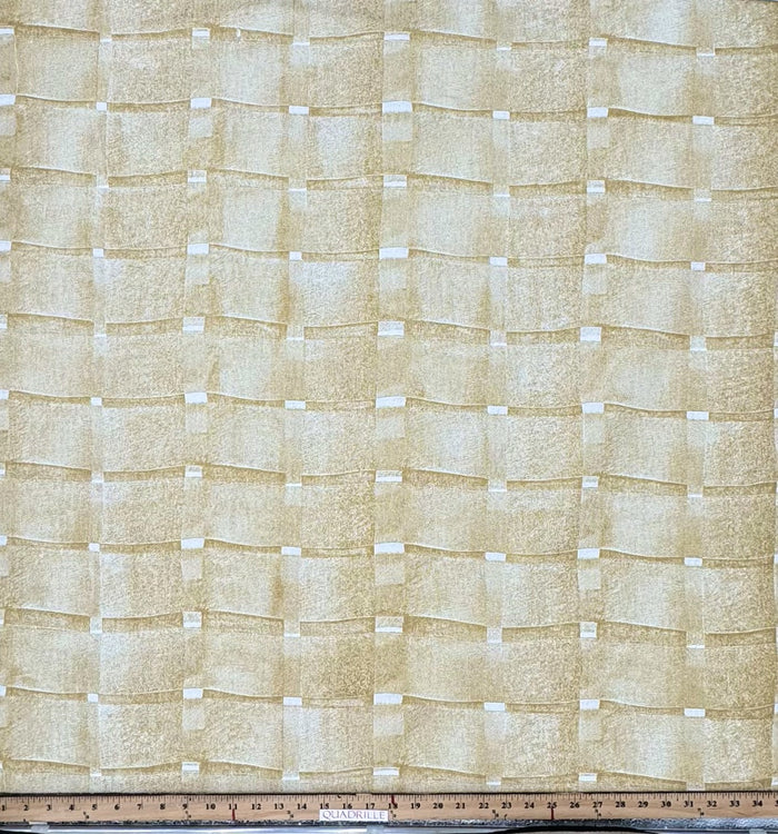 Cloth & Paper Fabric: Organdy - Custom Yellow on White 100% Linen