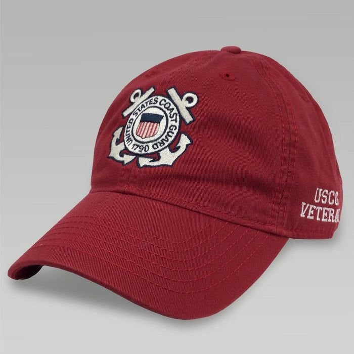 COAST GUARD SEAL VETERAN TWILL HAT (RED)