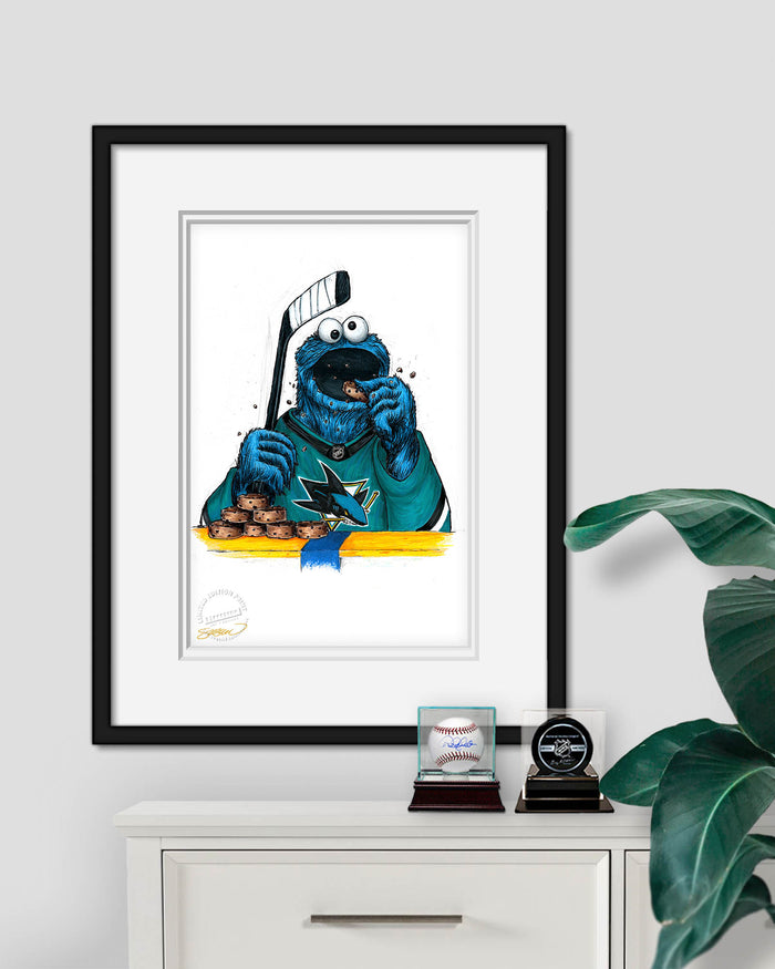 Cookies and Biscuits - Cookie Monster x NHL Sharks Art Print