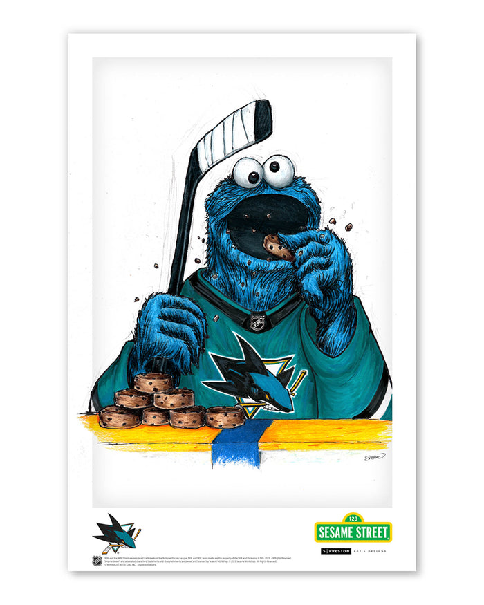 Cookies and Biscuits - Cookie Monster x NHL Sharks Art Print