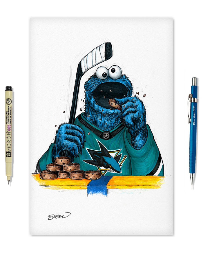 Cookies and Biscuits - Cookie Monster x NHL Sharks Art Print