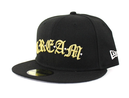 CREAM New Era 59Fifty Fitted Hat (Black Gray Under brim)