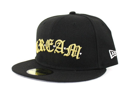 CREAM New Era 59Fifty Fitted Hat (Black Gray Under brim)