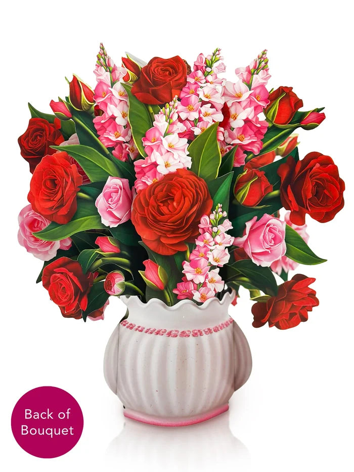 Cupid's Valentine Flower Bouquet Pop-Up Card