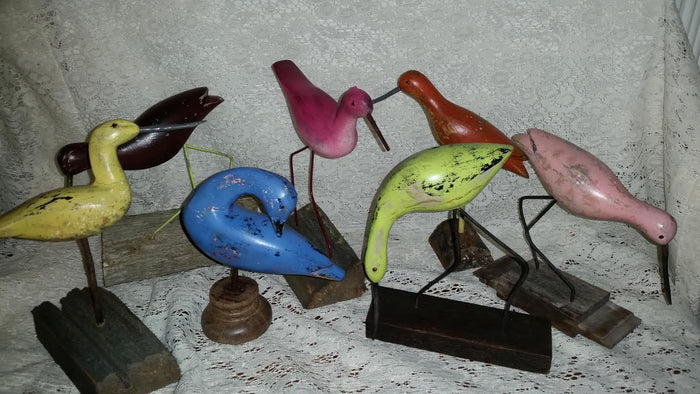 decoy bird wood carving hunting shore bird rustic orange shabby chic orange