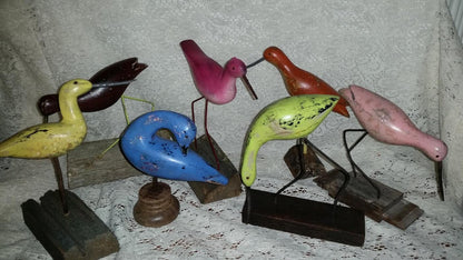 decoy bird wood carving hunting shore bird rustic orange shabby chic orange