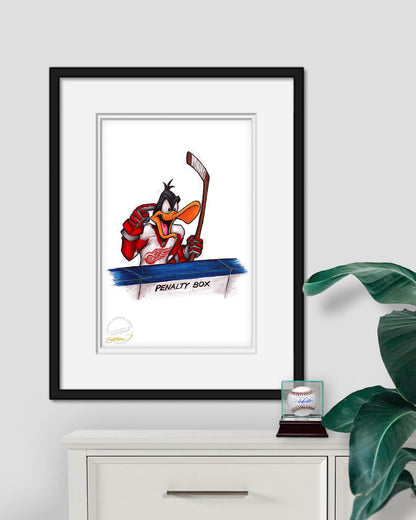 Duck Season Hockey Season x NHL Red Wings Daffy Duck Limited Edition Art Print