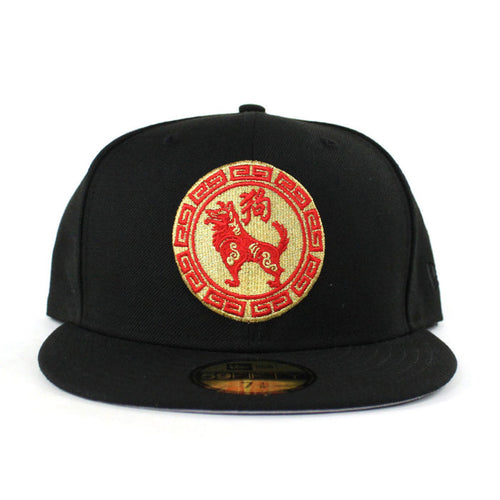 Dynasty Dog New Era 59Fifty Fitted Hats (Black Gray Under Brim)