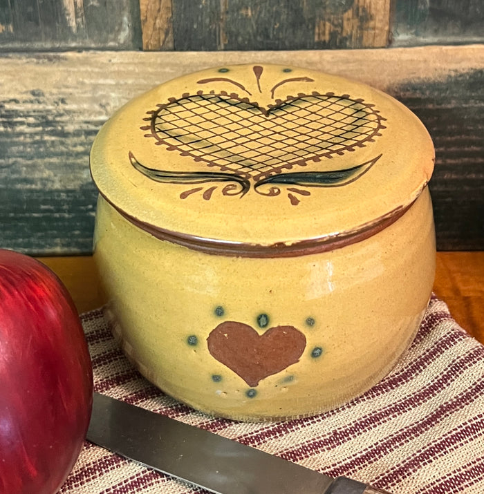 EJS-165 Pottery Butter Crock - Heart