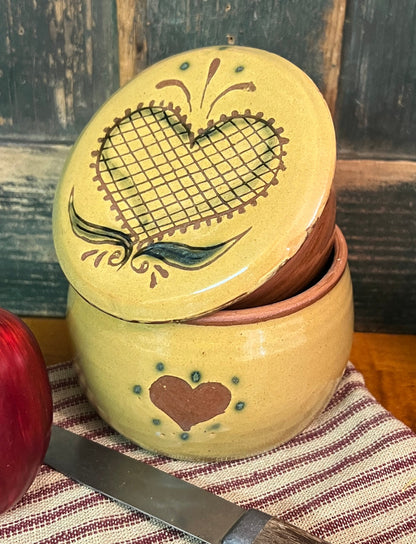 EJS-165 Pottery Butter Crock - Heart