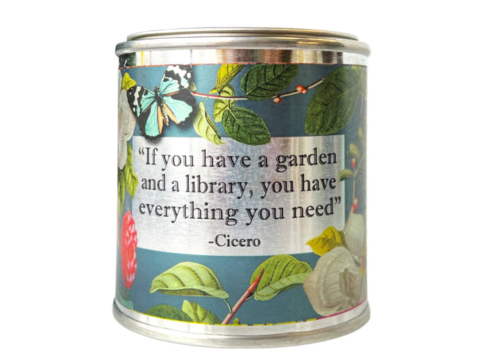 Fly Paper Products - Summer Botanical Library 8oz Soy Candle w Garden Quote