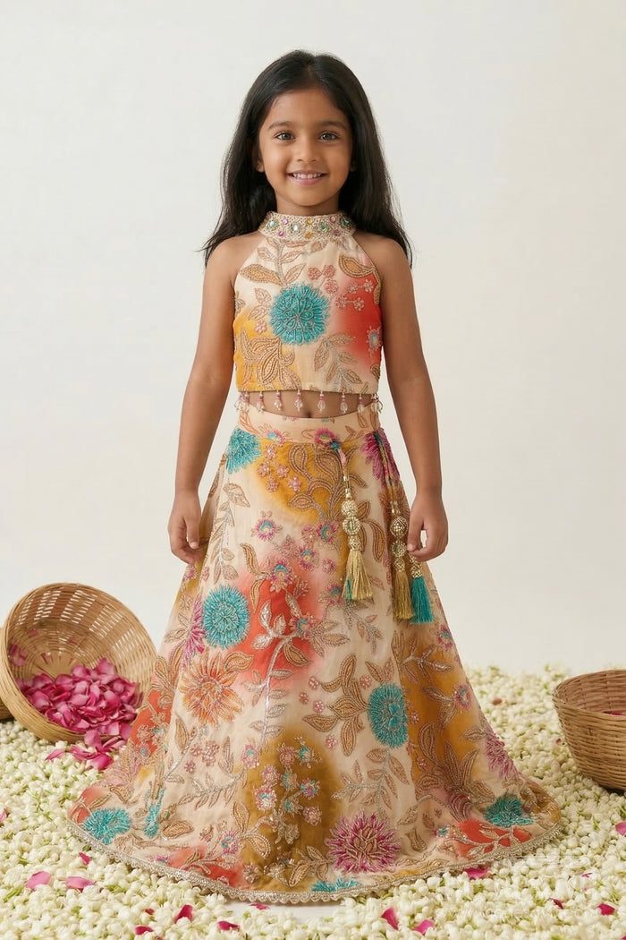 The Nesavu Girls Fancy Lehenga Girls Designer Lehenga for Weddings and Pongal Celebration Nesavu 16 (1Y) / Multicolor / Viscose Silk GL889A-16 Nesavu girls viscose silk designer lehenga for weddings and festive celebrations with embroidery