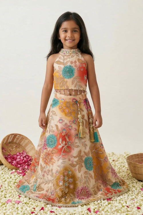 The Nesavu Girls Fancy Lehenga Girls Designer Lehenga for Weddings and Pongal Celebration Nesavu 16 (1Y) / Multicolor / Viscose Silk GL889A-16 Nesavu girls viscose silk designer lehenga for weddings and festive celebrations with embroidery