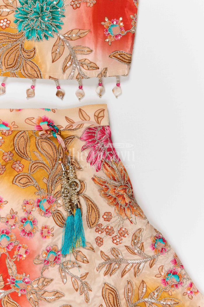 The Nesavu Girls Fancy Lehenga Girls Designer Lehenga for Weddings and Pongal Celebration Nesavu Nesavu girls viscose silk designer lehenga for weddings and festive celebrations with embroidery