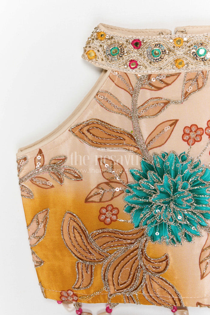 The Nesavu Girls Fancy Lehenga Girls Designer Lehenga for Weddings and Pongal Celebration Nesavu Nesavu girls viscose silk designer lehenga for weddings and festive celebrations with embroidery
