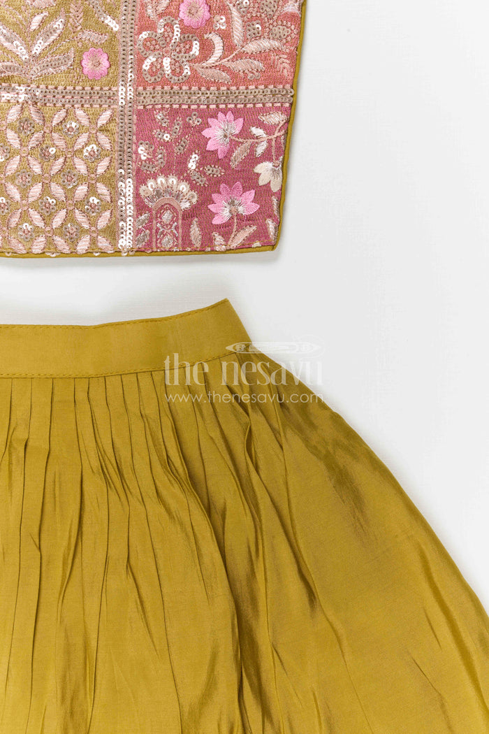 The Nesavu Girls Lehenga Choli Girls Lehenga Choli for Weddings and Pongal Celebrations Nesavu Nesavu girls modal silk lehenga choli for weddings and festive celebrations with embroidered yoke