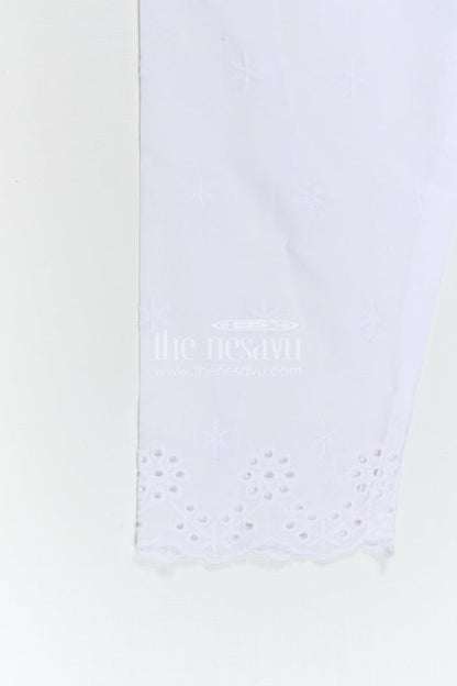 The Nesavu Girls Sharara / Plazo Set Girls Sharara Set for Festive Wear and Family Functions Nesavu Nesavu Girls Crepe Cotton Sharara Set With Thread Embroidery For Festive Wear And Family Functions