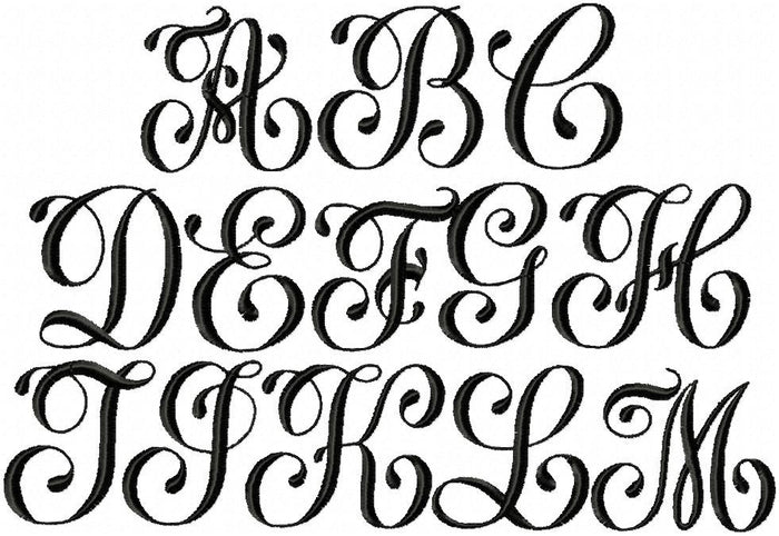 Glamour Monogram Font - Comes in 2,3,4,5 inch Sizes - machine embroidery font