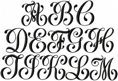Glamour Monogram Font - Comes in 2,3,4,5 inch Sizes - machine embroidery font