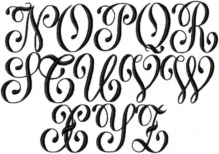 Glamour Monogram Font - Comes in 2,3,4,5 inch Sizes - machine embroidery font