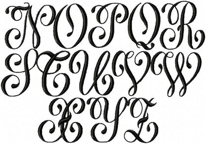 Glamour Monogram Font - Comes in 2,3,4,5 inch Sizes - machine embroidery font