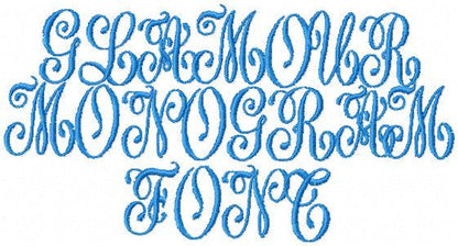 Glamour Monogram Font - Comes in 2,3,4,5 inch Sizes - machine embroidery font