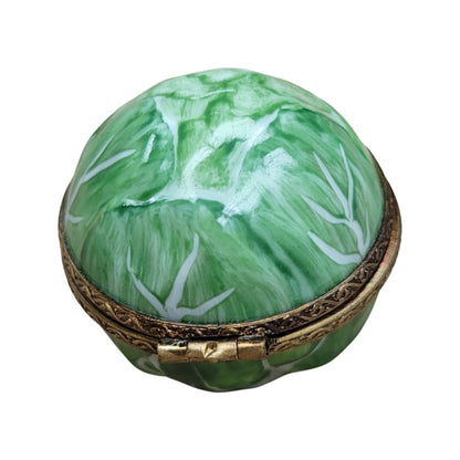Lush Green Cabbage Limoges Box Porcelain Limoges fruit vegetable French Trinket Box